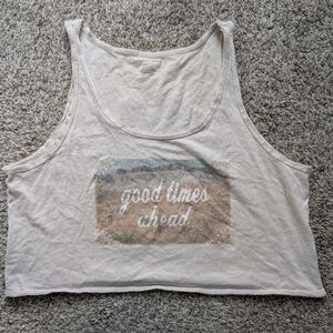 American Eagle Cotton Cropped Tank Top With Graphic Good Times Ahead Women's XL